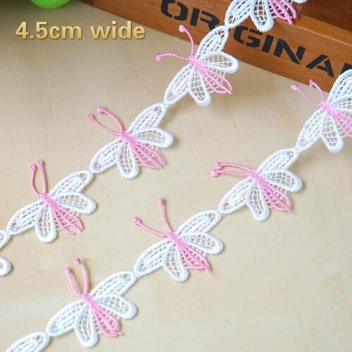 4.5cm Wide Delicate Butterfly Water Soluble Embroidery Lace Ribbon DIY Hat Bag Strap Shoes Decorative Headwear Dress Skirt Trim