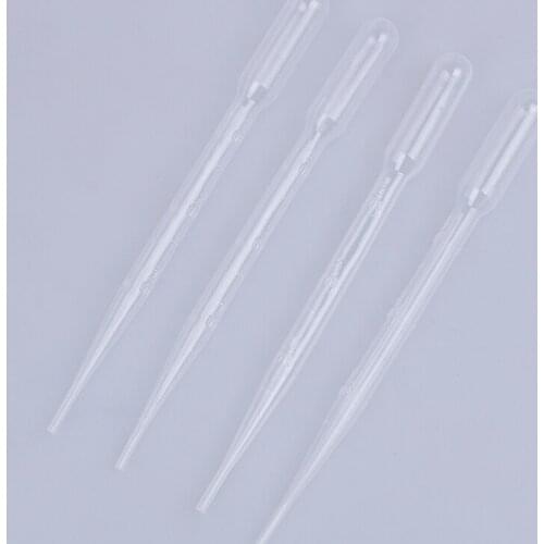 4pcs 3ML Laboratory Tools Pipettes Plastic Disposable Graduated Pasteur Pipette Dropper Polyethylene Makeup Tool