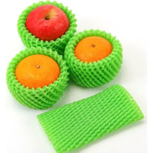 500 pieces 12x7cm Green Fruit foam for Grape/Apple Eco-friendly EPE Foam mesh net Thick fruit foam sleeve net packing material