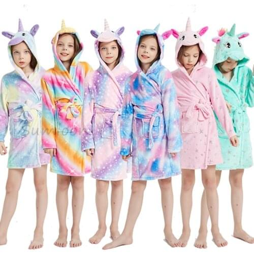 New Boy Animal Cartoon Bathrobe Childrens Bathrobes Girls Princess Unicorn Towel Robes Hooded Beach Towels Bath Robes for Girls