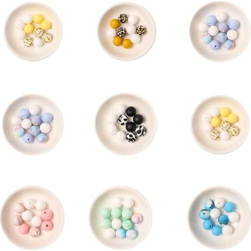 10PC Silicone Beads Baby Chew Teether 12mm Kids Teething Beads For Pacifier Chain Nursing Jewelry Loose Beads For Child