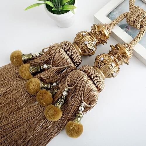 European-Style Double Ball Curtain Buckle Strap Hanging Ball Hanging Ball Decorations a Pair of Tie Strap Tied Rope Tassel Livin