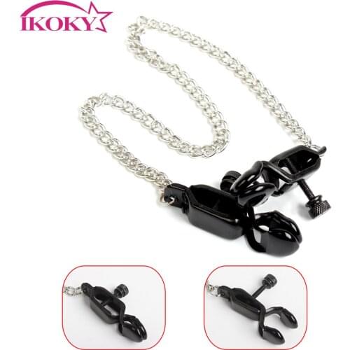 IKOKY Erotic Toys Stainless Steel Roleplay Breast Clips Adult Products SM Sex Toys for Couples Nipple Clamps with Metal Chains