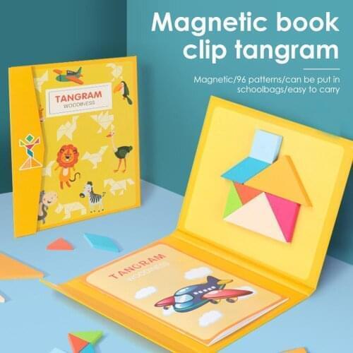 ESUN Kids Montessori Agnetic Tangram 3D Puzzle Book Portable Preschool Baby Kid Toy Intelligence Jigsaw Wooden Educational Toy