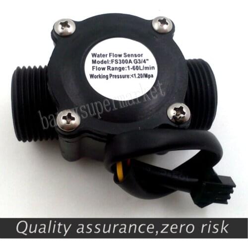 2PCS G3/4" Water Flow Hall Sensor Switch Flow Meter Flowmeter Counter 1-60L/min