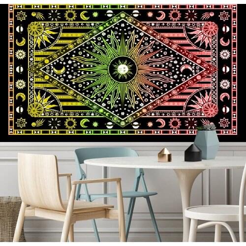India Mandala Tapestry Wall Hanging Sun Moon Tarot Wall Tapestry Wall Carpet Psychedelic Tapiz Witchcraft Wall Cloth Tapestries