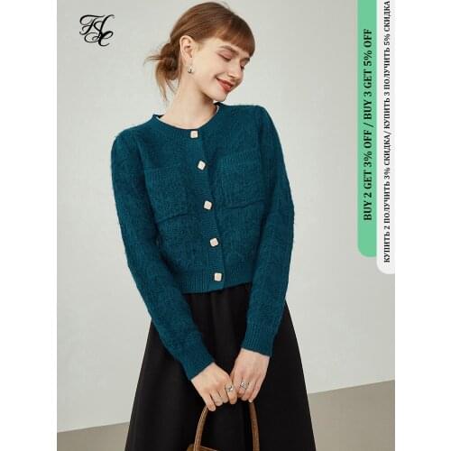 FANSILANEN Women Cardigan Round Neck Sweater Cardigan Jackets Vintage Gentle Wind Tops Knitted Sweater Solid Commuter Cardigans