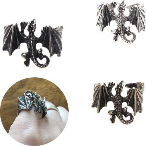 Fashion Ring Dragon Luminous Rings Glow In Dark Pterosaur Rings Finger Ringe Bronze Silver color Adjustable Men Hand Jewelry