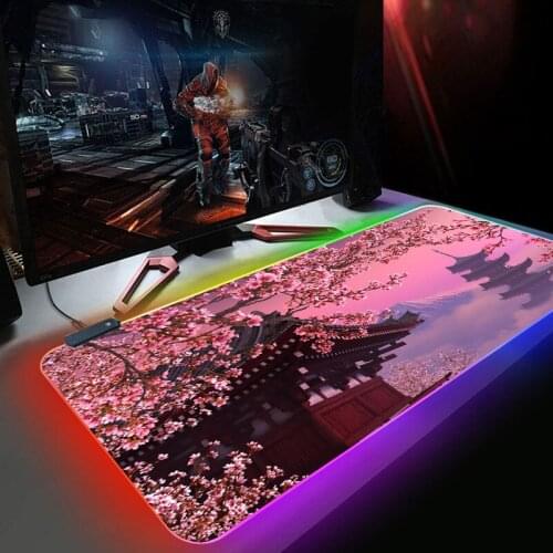 Flower Mouse pad RGB Gaming Accessories Computer Large 900x400 Mousepad Gamer Rubber Carpet With Backlit keyboard mouse pad gift