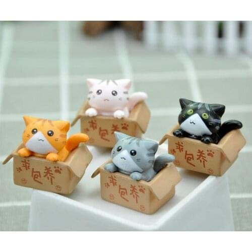 Cute Mini PVC Animal Miniatures Fairy Garden Decorations Kawaii Cartoon Cat animal Model decoration accessories modern toy