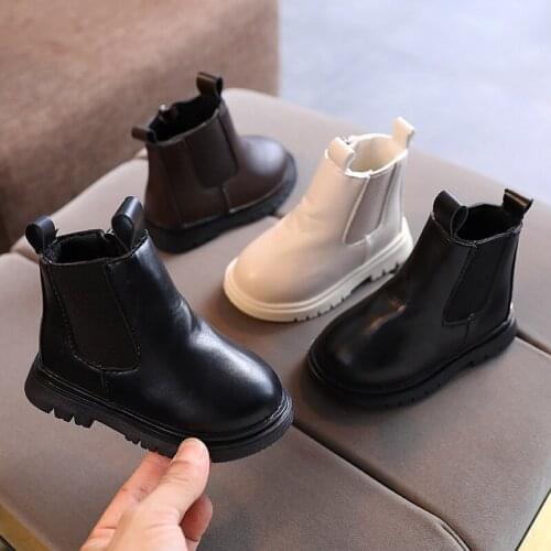Fashion Girls Martin Boots PU Leather New Autumn Kids Baby Princess Shoes Toddler Girls Anti Slip Platforms Ankle Martin Shoes