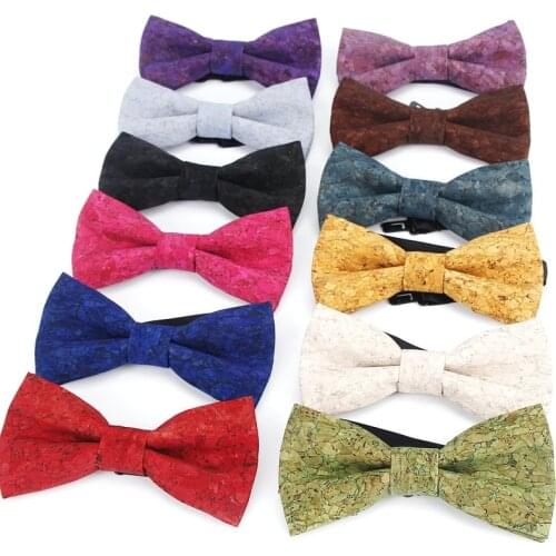 New Mens Cork Wooden Fashion Bow Ties Man Novelty Handmade Solid Neckwear for Men Wedding Party Wood Gift Male Retro Bowtie