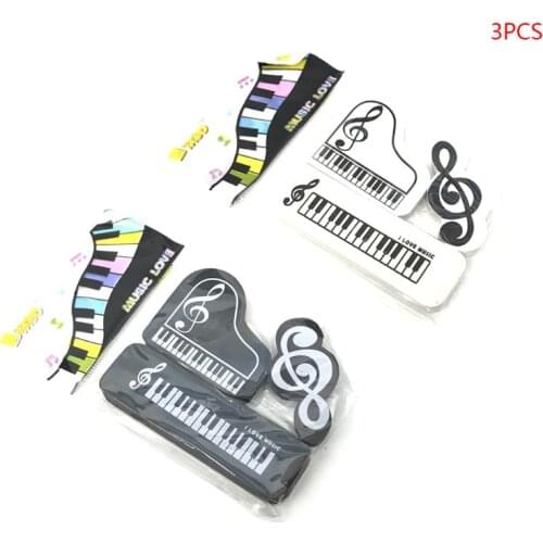 3pcs/set Musical Piano Notes Rubber Pencil Eraser School Student Korean Stationery Correction Supplies For Kids Gifts
