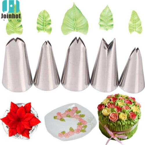 5pcs Russian Icing Piping Nozzles Leaf Writing Tips Set DIY Cake Decor Kit Tool baking accessories
