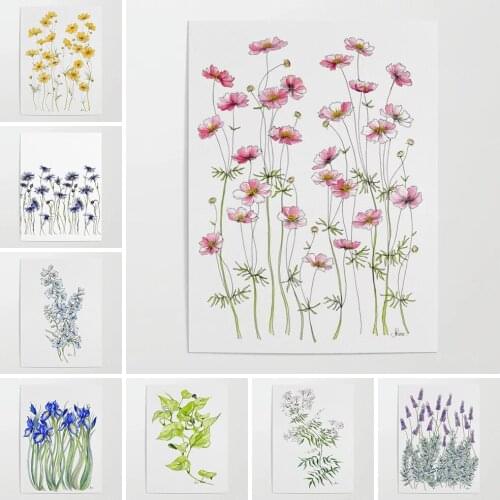 Wall Art Hd Printed Jasmine Flowers Illustration Canvas Painting Modular Simple Posters Home Decor Bedroom Art No Frame Pictures