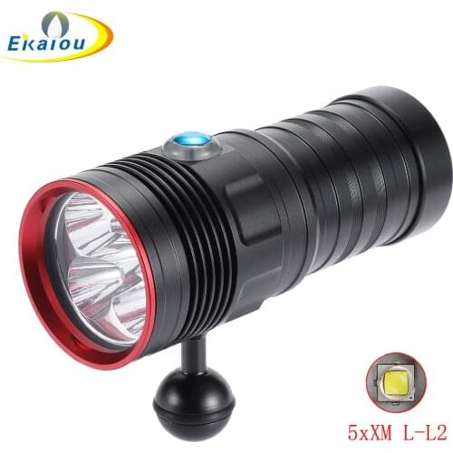 New Aluminum Alloy High Quality Diving Flashlight 5000 LM 5 x XM-L2 Underwater 100M Professional Deep Sea Scuba Torch Fill Light