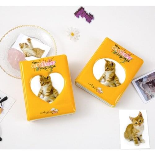 Portable Hollow Heart Shape 3" Photo Album 64 Photos Large Wedding Photo Memory Books Horizontal and Vertical Family