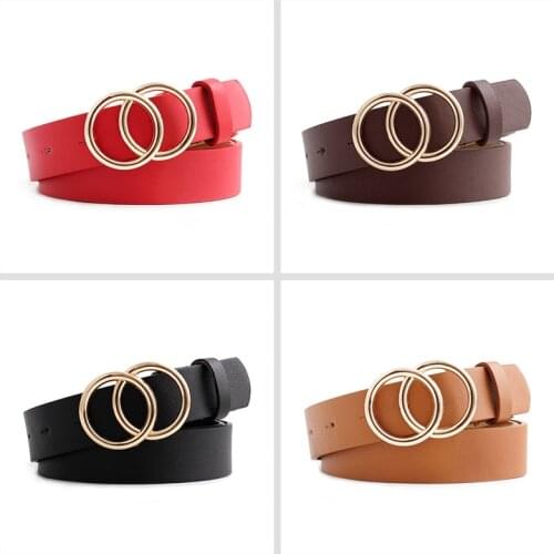 Soft Faux Leather Double Ring Buckle Vintage Decorative Casual Tighten All-Match Lightweight Long Womens Belt Fashion Waistband
