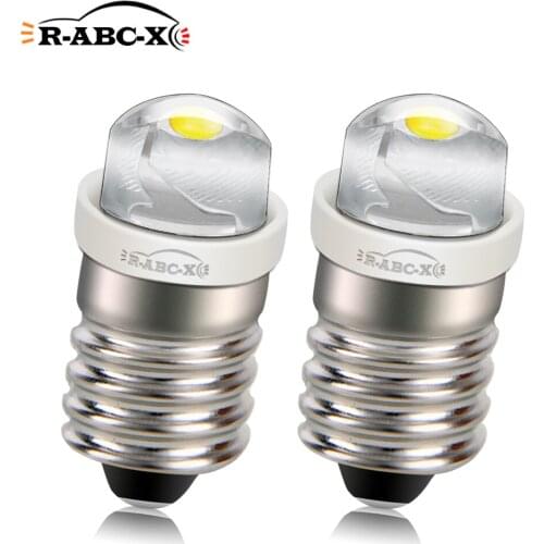 RUIANDSION 2Pcs E10 Screw Thread Bulb 3V COB 2D Flashlight 2 Cells Replacement Lantern Torch Light 6000K White 100Lm