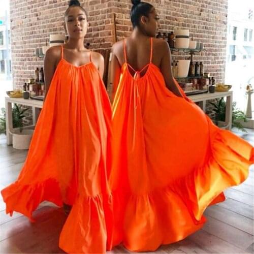 S-5XL Plus Size Dresses For Women Clothes Sexy Dress Solid Color Loose Ladies Clothing Big Size Women Long Maxi Dresses Vestidos