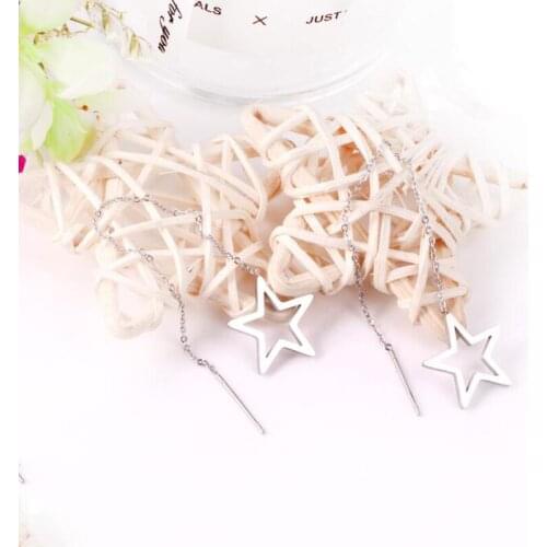Stainless Steel Earrings for Women Everyday Jewelry Korean Star Earrings Drop Long Chain Threader Earrings Jewelry Brincos Gifts