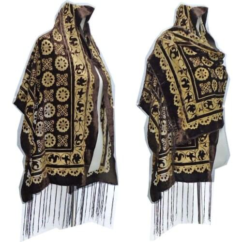 Vintage Black Dots Burnout Scarf Shawl Velvet Silk Shawl Hijab For Women Autumn Hot Selling Trade Muslim Headscarf Gift For Mom