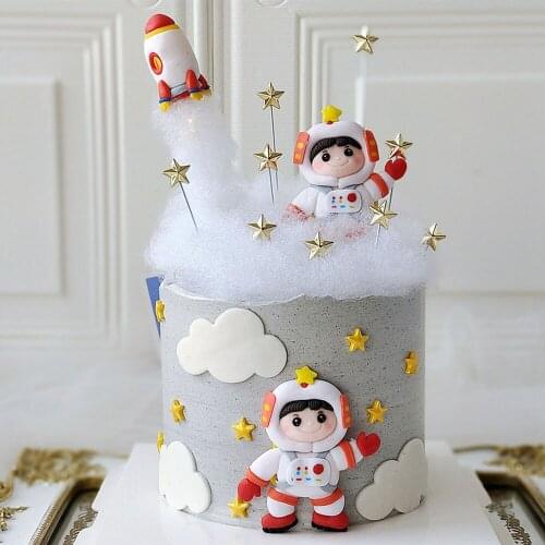 Topper Cake Topper Cake Decoration Dessert Lovely Gifts Children Universe Rocket Decoration Astronaut Decoration