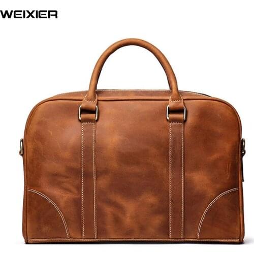 Vintage Mens Bag Shoulder Bags Men Genuine Leather briefcase messenger bag Handbags mens briefcases office business tote bag