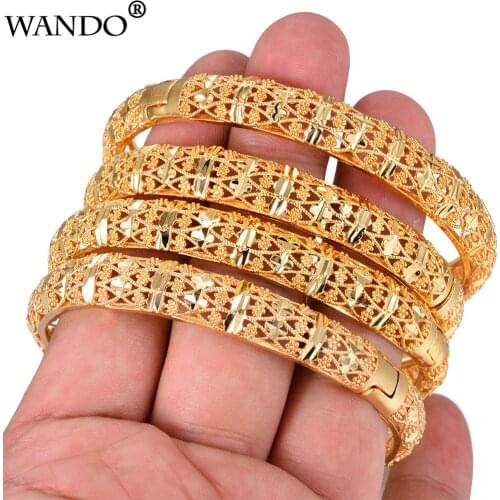 WANDO 4pcs Gold Color Dubai Africa Ethiopian Jewelry India Bangles Bracelet&Bangles For Women wedding jewelry Birthday Gift