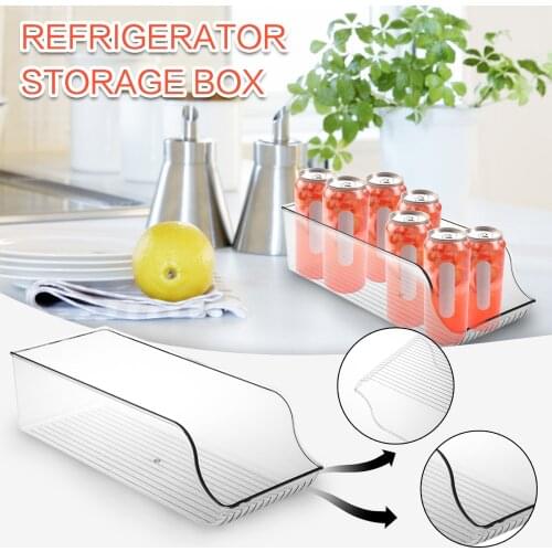 Refrigerator Organizer Box Soda Can Dispenser Beverage Transparent Holder For Fridge Freezer Kitchen Storage Container Cabinet
