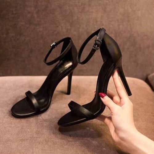 Firowe Women Fashion Pu Leather High Sexy Strip Open Toe Ankle-Strap Buckle Sandals Gladiator Sandals Women 7CM/9CM