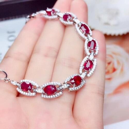 Charming red ruby bracelet for women silver bracelet natural real gem 925 sterling silver fine jewelry elegant birthday gift
