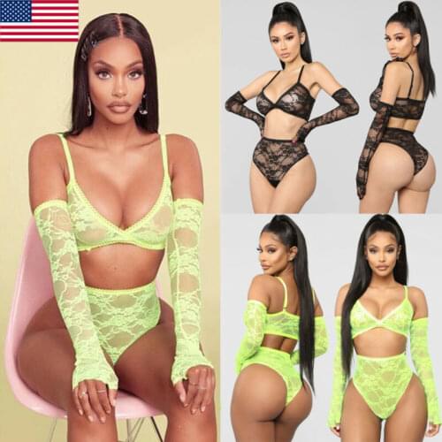 US Women Underwear Bra Sexy Lingerie G-string Nightwear Lace Clothes Set Fashion