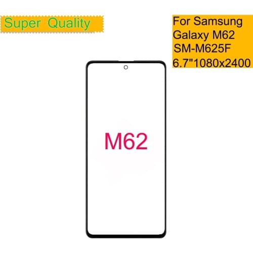 10Pcs/Lot For Samsung Galaxy M62 M625 Touch Screen Front Glass Panel LCD Outer Display Lens SM-M625F M62 Front Glass With OCA
