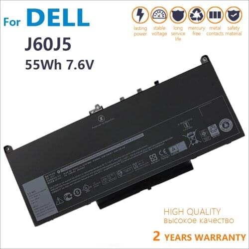 100% Genuine J60J5 Replacement Laptop Battery For Dell Latitude E7270 E7470 J60J5 R1V85 MC34Y 242WD 7.6V 55Wh Original Batteria