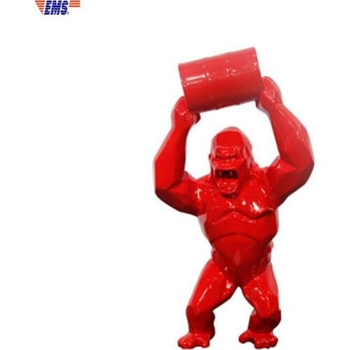 16"BIG ORANGUTAN DECOR CRAFTWORK SIMULATION ANIMAL GORILLA SCULPTURE GEOMETRIC RESIN STATUE BIRTHDAY GIFT X3128