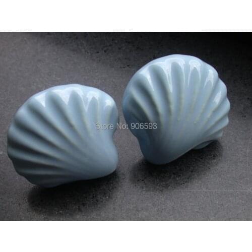 24pcs lot free shipping Ocean conch porcelain drawer knobs