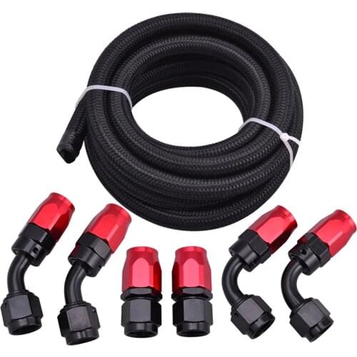 3 Meter AN10 10AN Nylon&Stainless Steel Braided Hose+AN10 Hose End Fittings Adaptor Kit Oil/Fuel/Water Hose Line