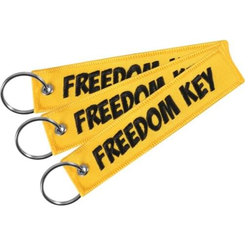 3 PCS Fashion Trinket Car Keychain Freedom Key Tag Embroidery Yellow Key Chain Key Holder Key Ring for Aviation Gifts llavero