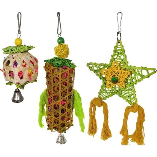 3 Pcs Bird Chewing Toys Parrot Chewing Foraging Cage Toys Parrots Shredder Toy Pet Hanging Bite Toy Bird Supplies