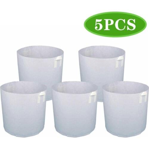 5 Gallon 5 Pcs Grow Planter Pouch Root Bonsai Grow Bags Fabric Pots Root Pouch with Handles Planting Container Plant Pot Garden