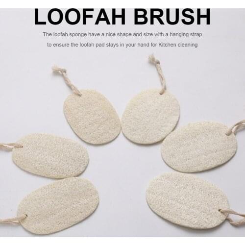 6Pcs Loofah Cleaning Sponge Cleaning Cloth Plant Fiber Kitchen Dishes Tableware Cleaning Tool Towel