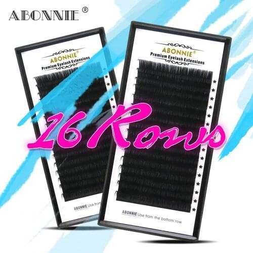 Abonnie Eyelash Extension Mink 16 Lines Synthetic Faux Lash Individual Mix Natural Makeup Eyelash Extension