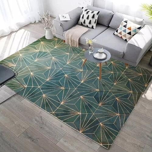Abstract Geometric Lines Green Carpet For Living Room Sofa Coffee Table Marble Print Rug Blue Pink Washable Floor Mat Room Decor