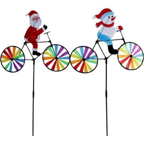 3D Large Snowman Santa Claus On Bike Windmill Wind Spinner Whirligig Yard Garden Decor Christmas Gift