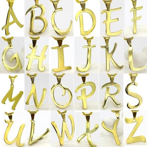 Stainless steel openwork gold 26 English Pendant Necklace personality fashion classic titanium steel dog brand Pendant