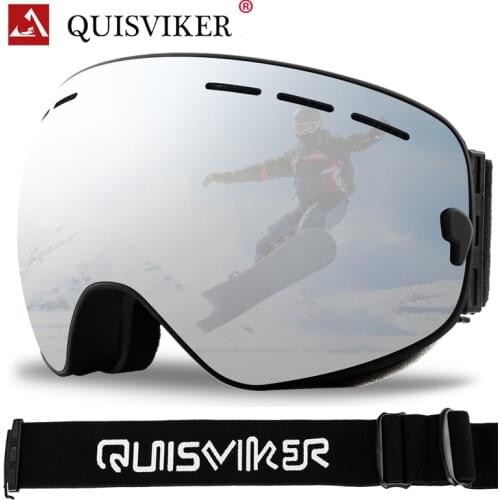 QUISVIKER 2021 Double Layers Anti-fog Ski Goggles Ski Mask Men Women Snowboard Glasses Snowmobile UV400 Snow Skiing Eyewear