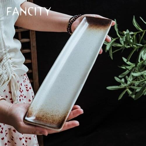 FANCITY Ceramic rectangular plates, creative sushi plates, hedgehogs, restaurant trays