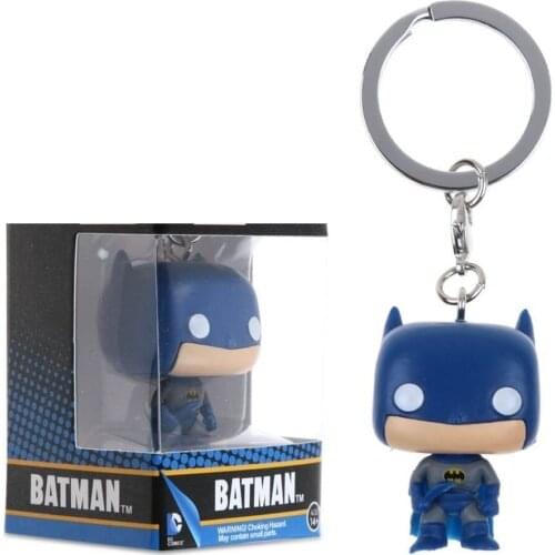 Funko Pop Keychain Official DC Comics Batman Q Model Bobble Head Collectible Action Figure Toys For Children Christmas Gift