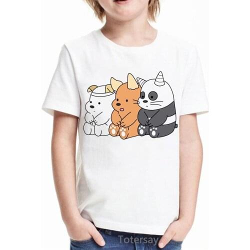2021 funny bears animal print tshirt for boys kids clothes summer tops for girls harajuku shirt white short sleeve boys t-shirt